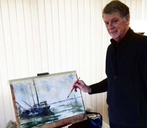 beginners watercolour demonstration, by artist, roger jenkins, merseyside